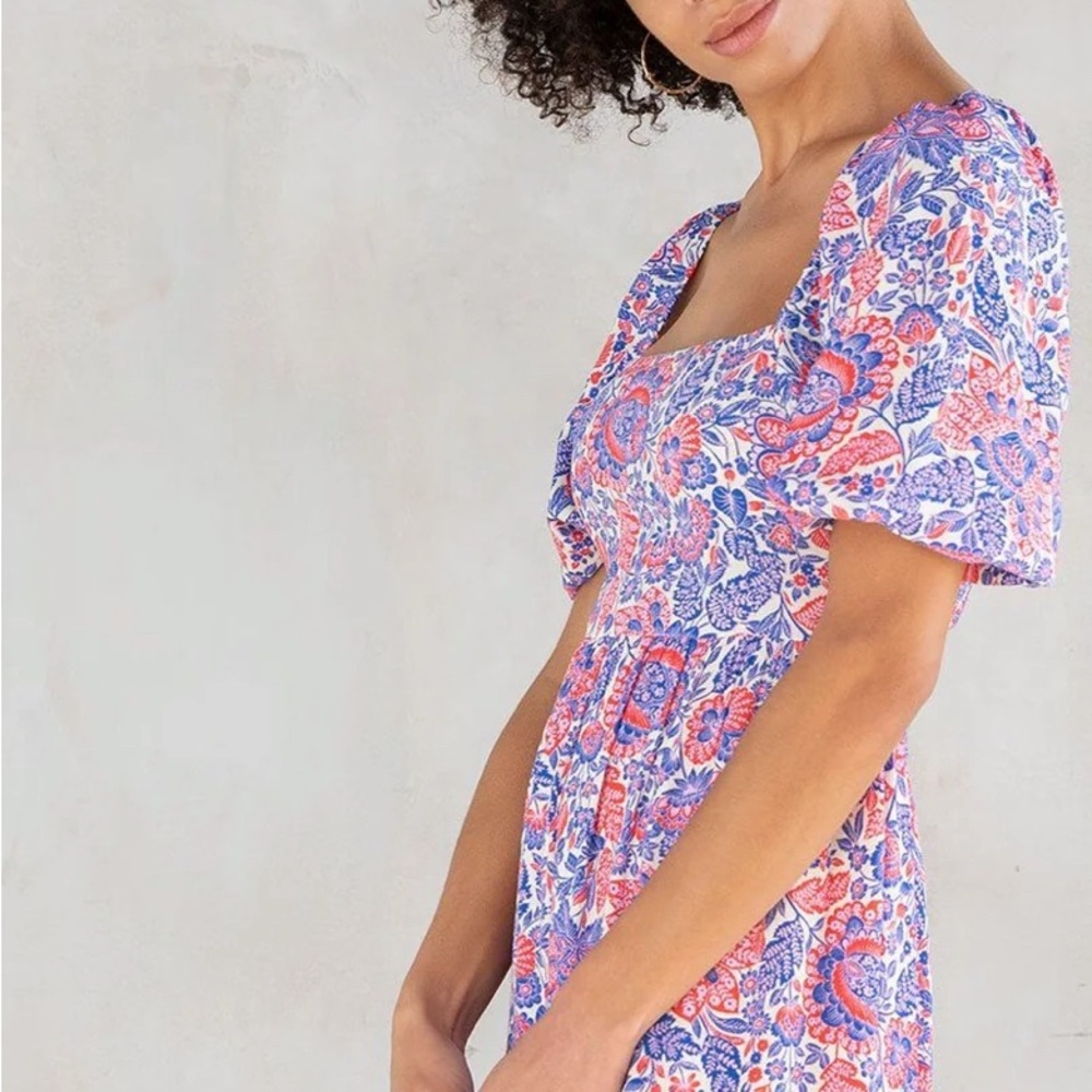 Lovestitch Pink and Blue Smocked Midi Sundress - Picture 3 of 4